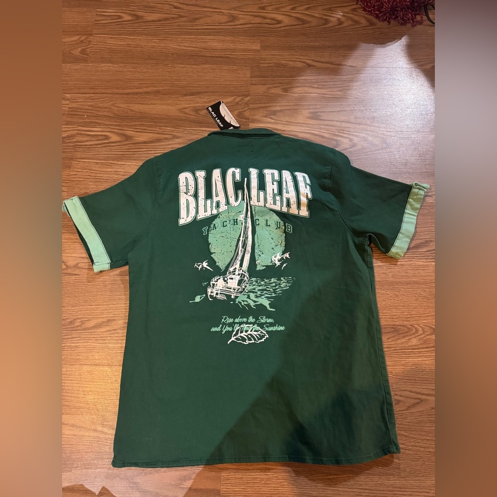 Blac Leafs  Green button up